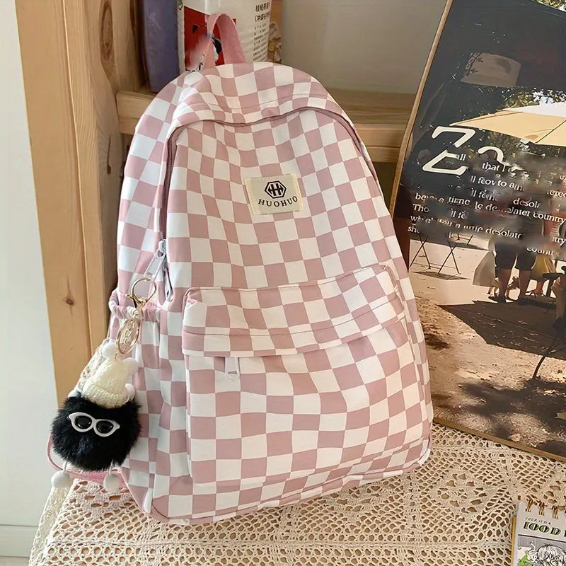 Multifunctional Checkered Travel Backpack  Spacious and Stylish