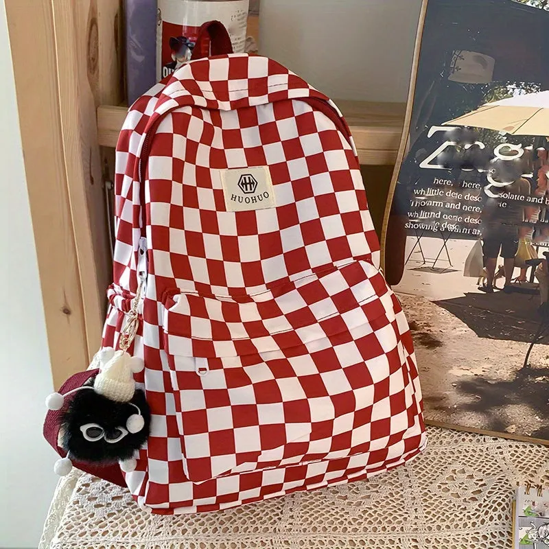 Multifunctional Checkered Travel Backpack  Spacious and Stylish