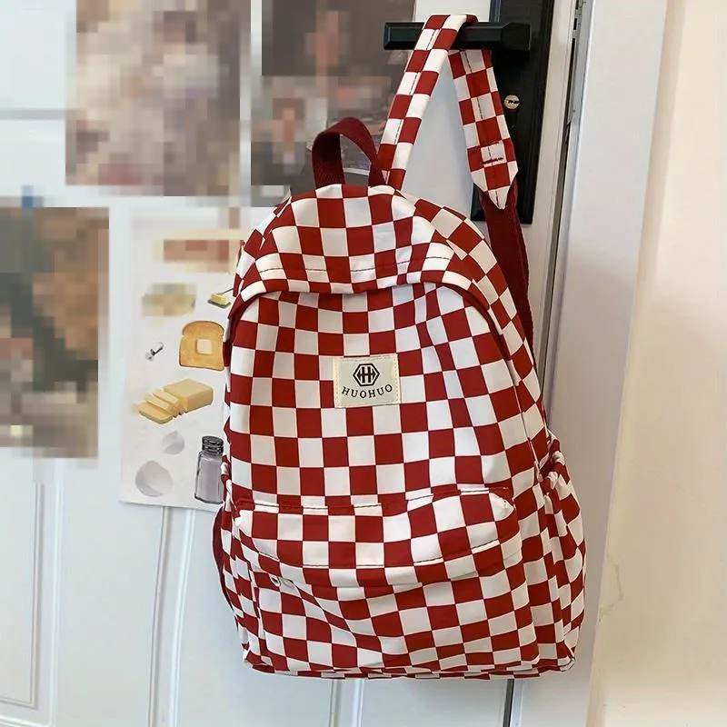 Multifunctional Checkered Travel Backpack  Spacious and Stylish