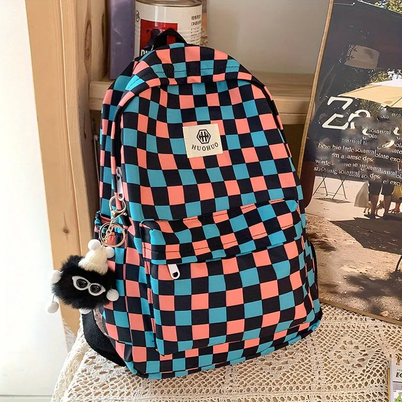 Multifunctional Checkered Travel Backpack  Spacious and Stylish