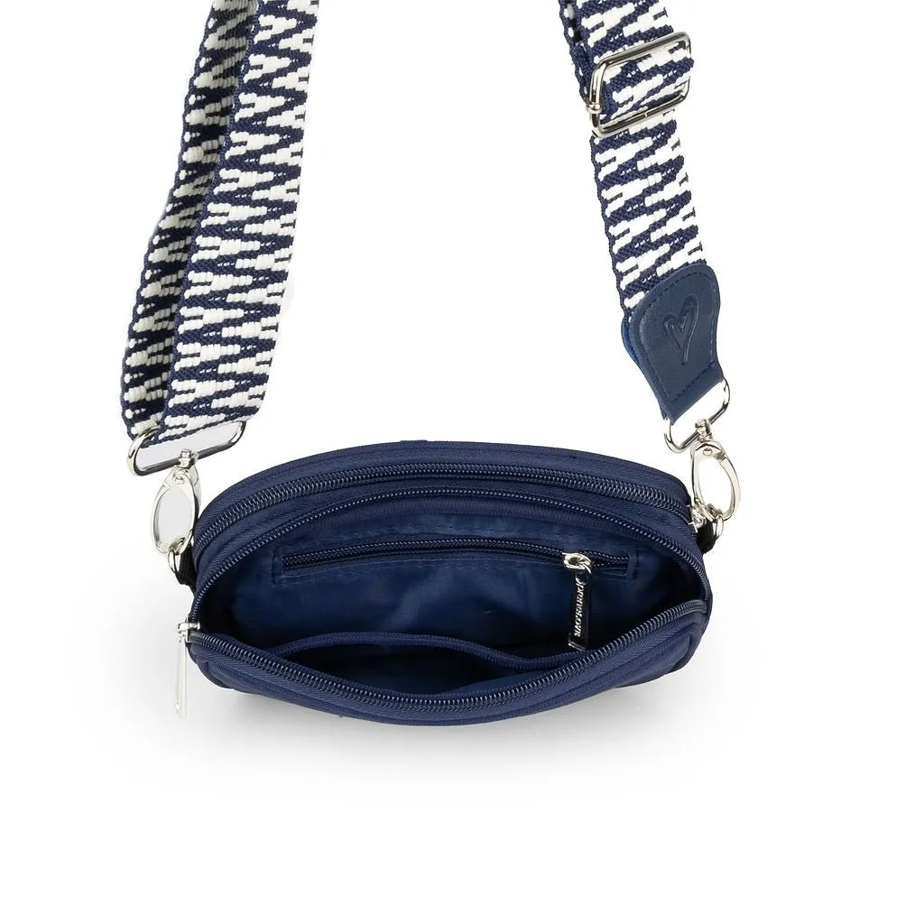 NEW: Navy Snake-embossed Dual Zipper Belt/Crossbody Bag