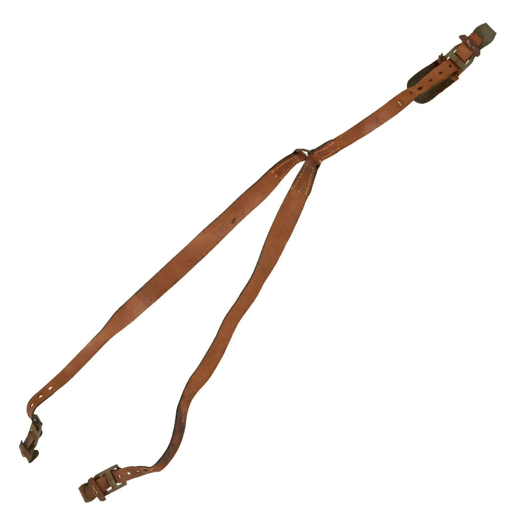 Original German WWII Lightweight (Mounted) Leather Combat Suspender Y Straps - As Used by Paratroopers, Cavalry, Armor Crews & Others