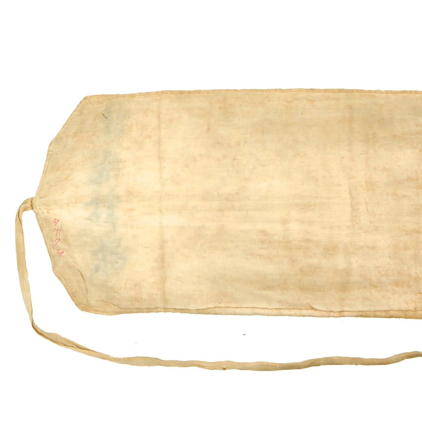 Original Japanese WWII Senninbari 1000 Stitch Belt with Military Joint Intelligence Clearance Stamp- 33" x 6.5"