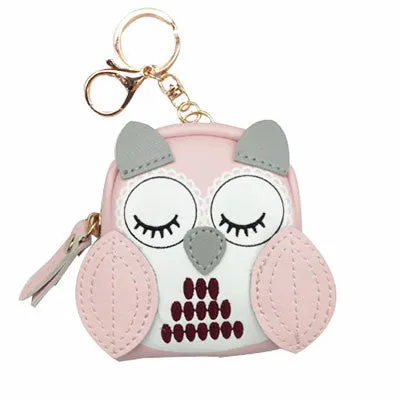 Owl coin purses women wallets small mini cute cartoon card holder key headset money bags for girls ladies purse pink green blue