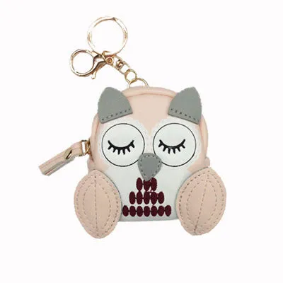 Owl coin purses women wallets small mini cute cartoon card holder key headset money bags for girls ladies purse pink green blue