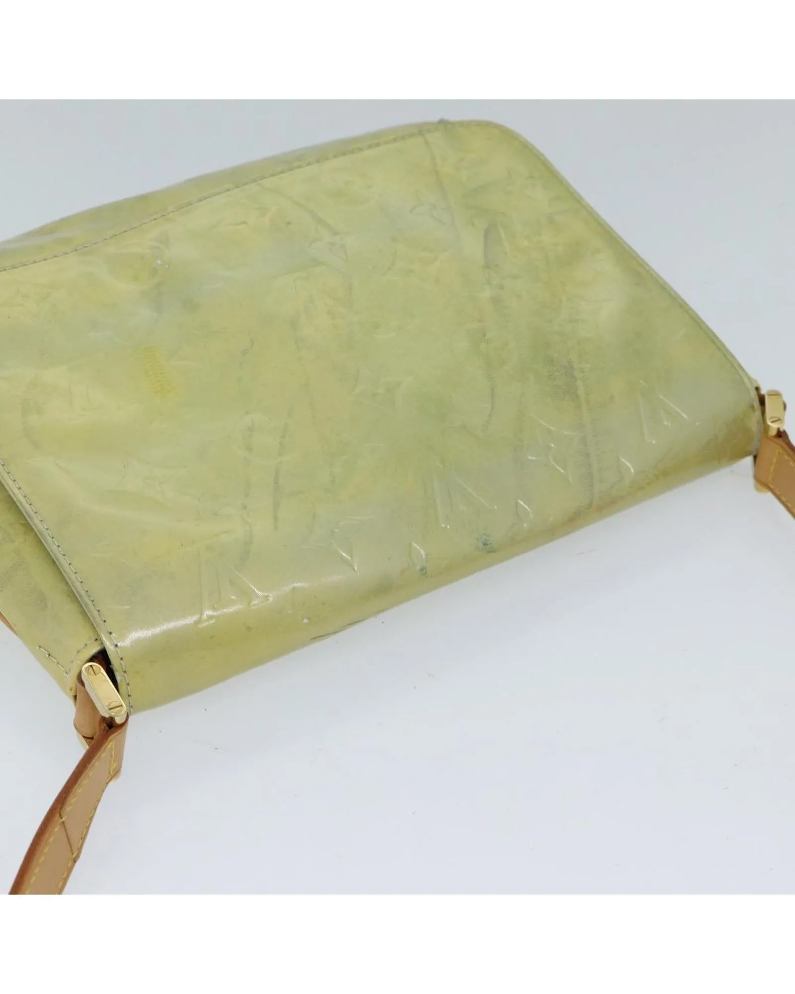 Patent Leather Shoulder Bag with Surface Rubbing and Peeling