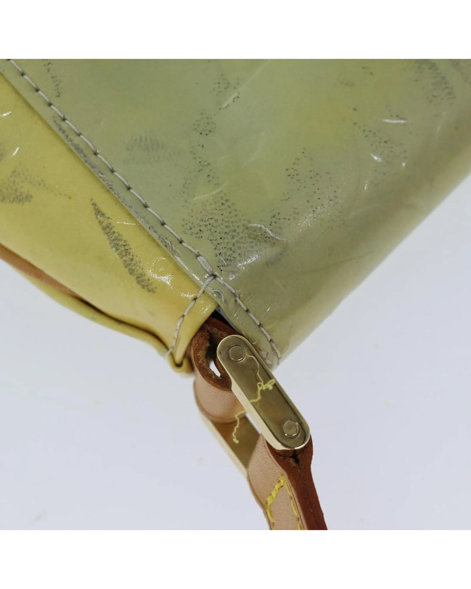 Patent Leather Shoulder Bag with Surface Rubbing and Peeling