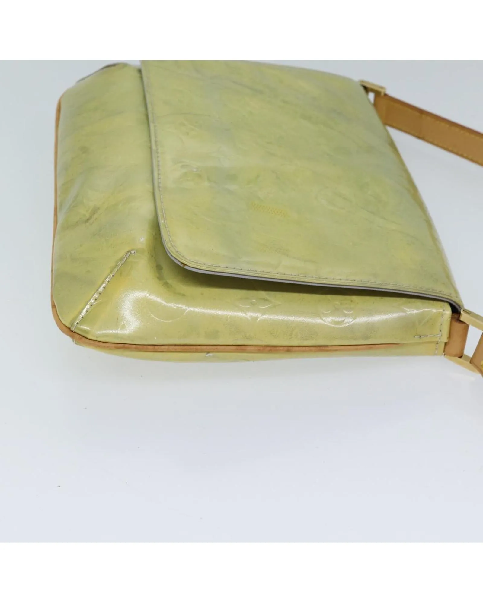 Patent Leather Shoulder Bag with Surface Rubbing and Peeling