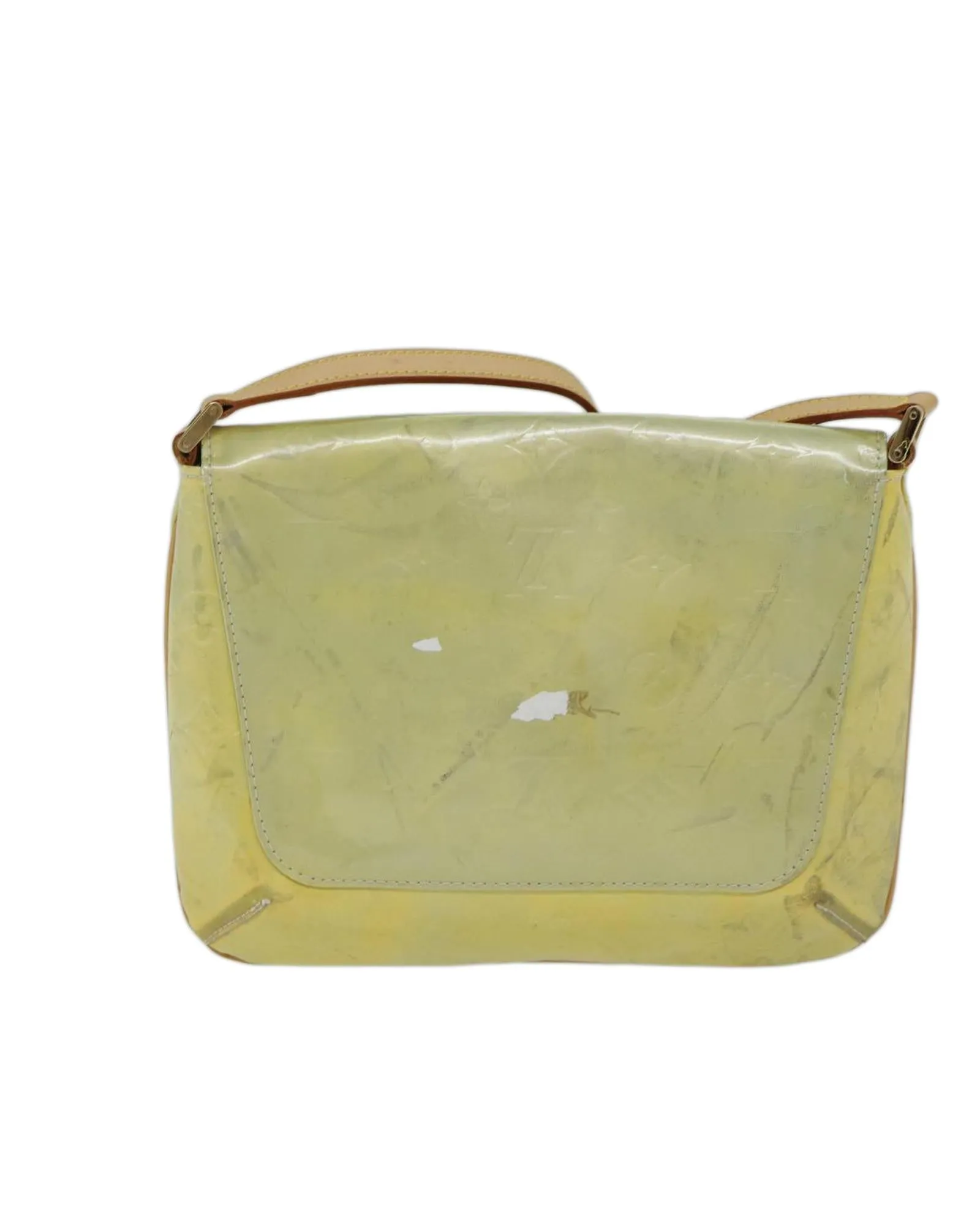 Patent Leather Shoulder Bag with Surface Rubbing and Peeling