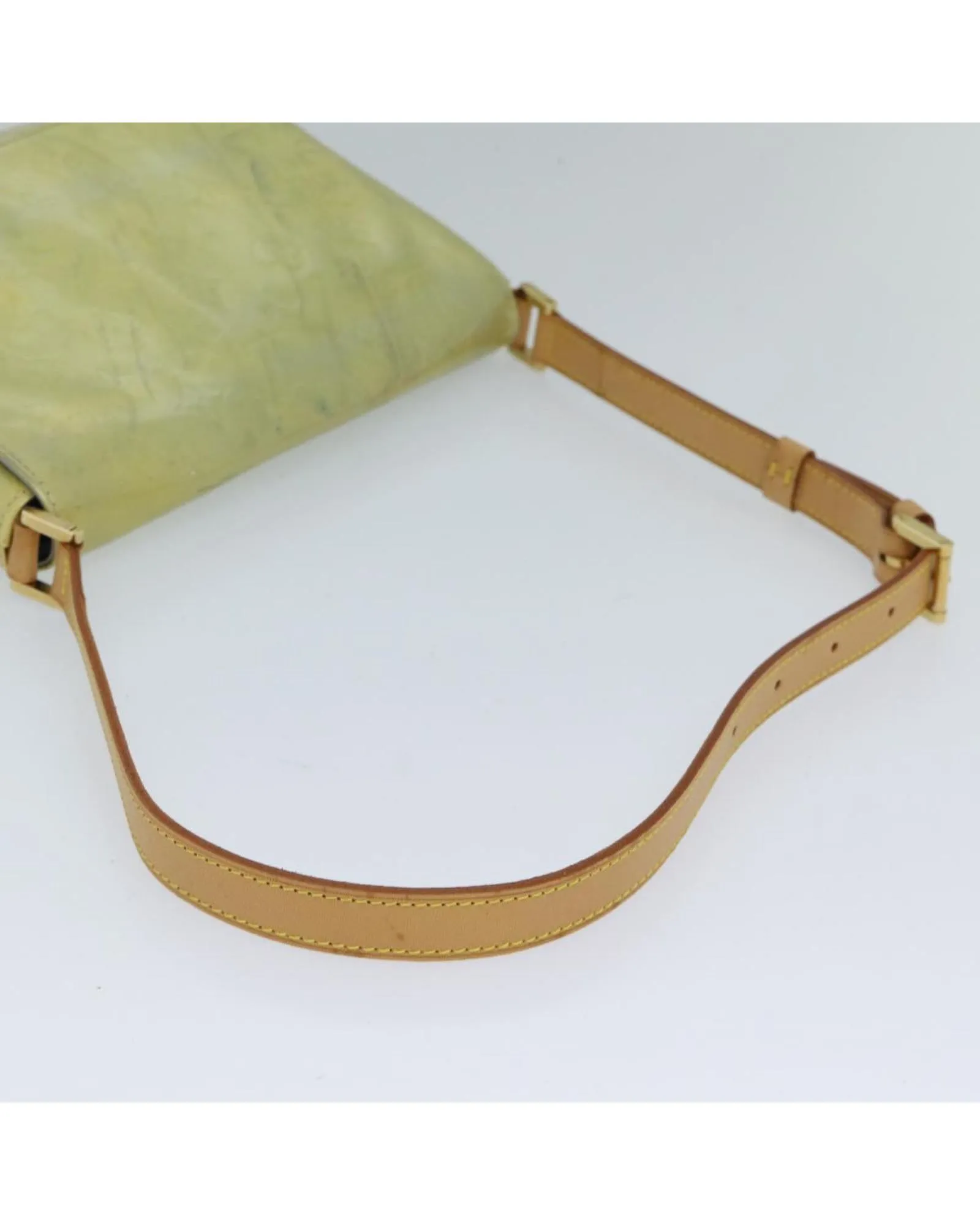 Patent Leather Shoulder Bag with Surface Rubbing and Peeling