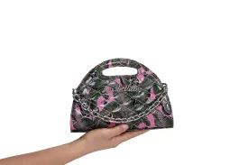 Pink Palm Sparkle - Half Moon Tiny Tote