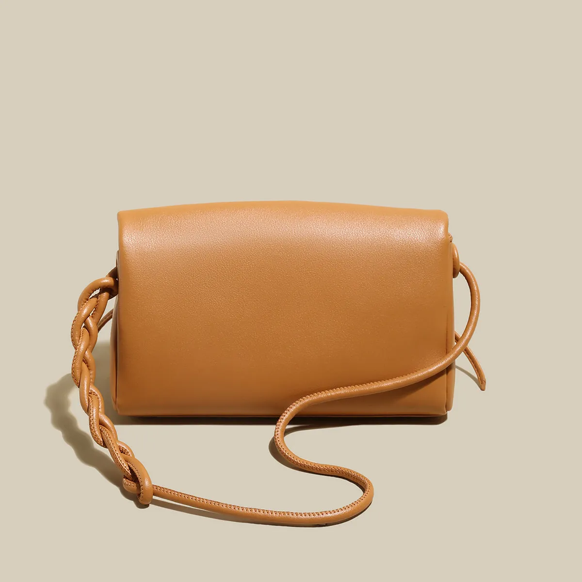 Pleated Semi-Braided Leather Shoulder Bag