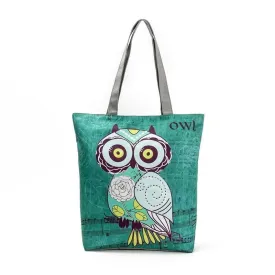 Printed Adorable Owls Canvas Tote Bag V2