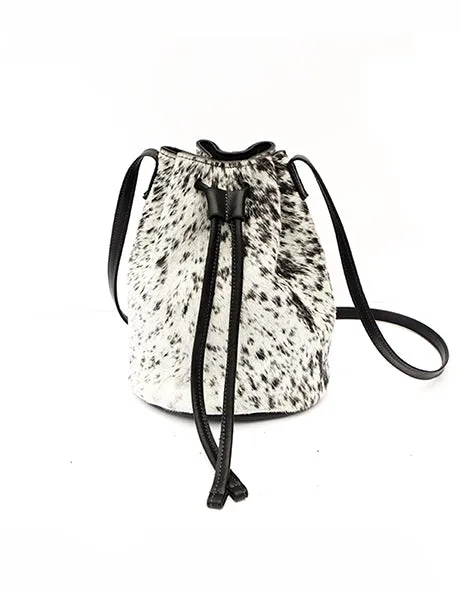 Salt & Pepper Pony Hair Bucket Bag