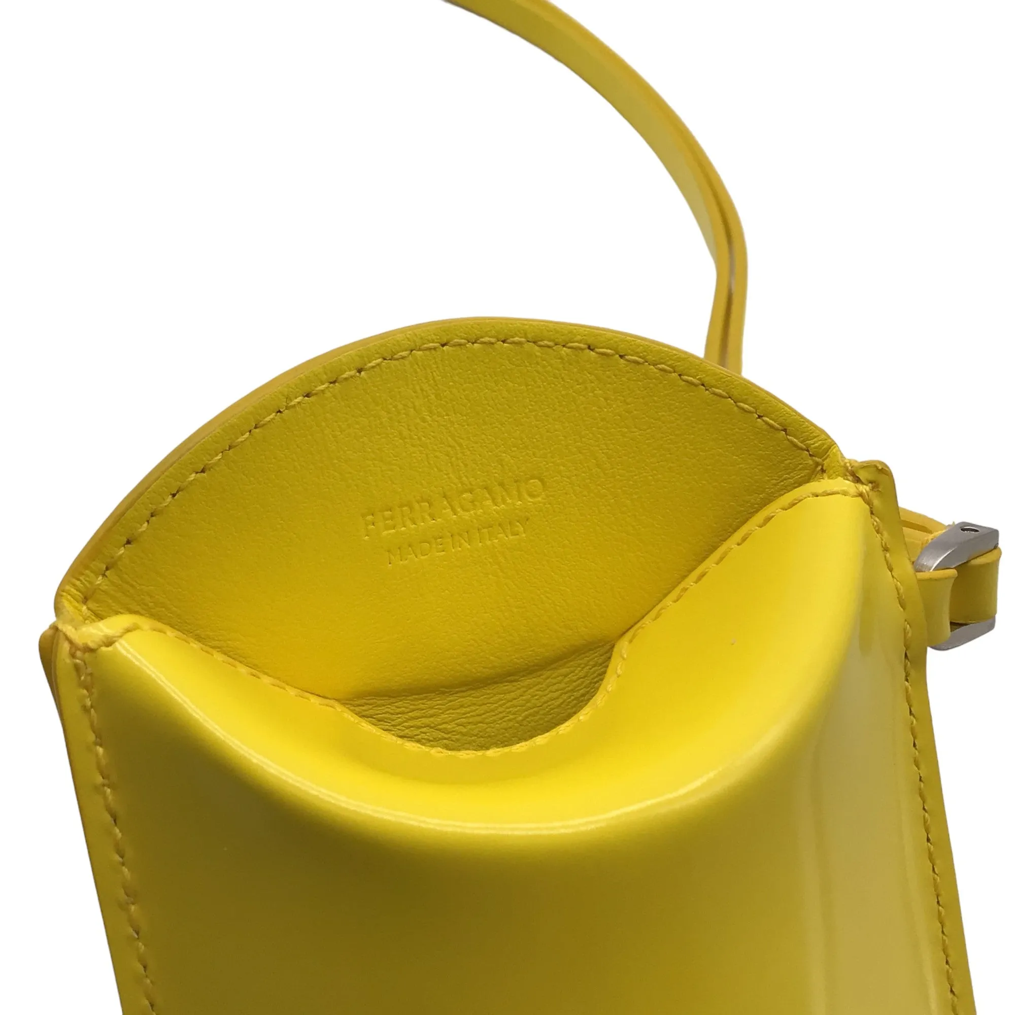 Salvatore Ferragamo Yellow Leather Pouch on Strap