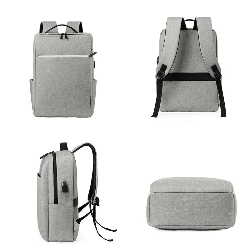 Simple Business Style Men's Backpacks for 15.6 Inches