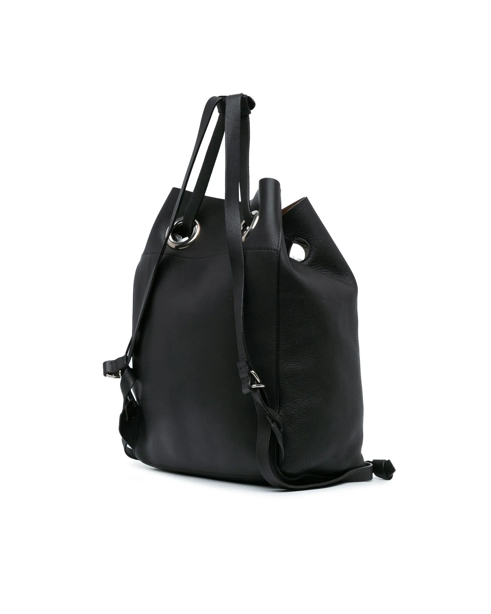 Small Leather Grommet Drawstring Backpack with Adjustable Straps