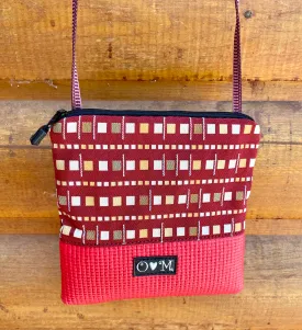 Stella Red Cross Body Purse-Small Square Print Fabric