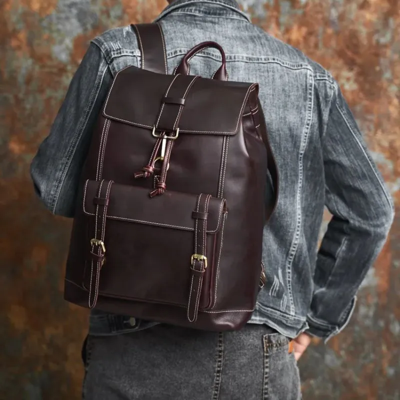 Stylish & Durable Premium Men's Genuine Leather Backpack