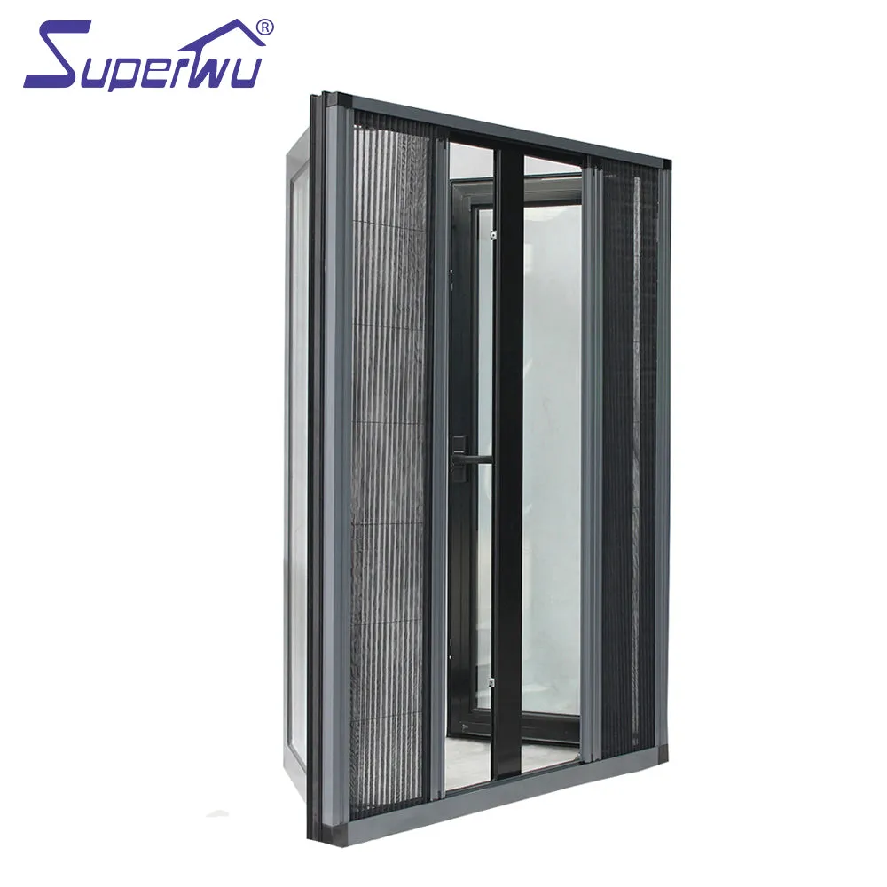 Superwu Aluminium door and windows with fly net black color finish aluminium casement window for home design