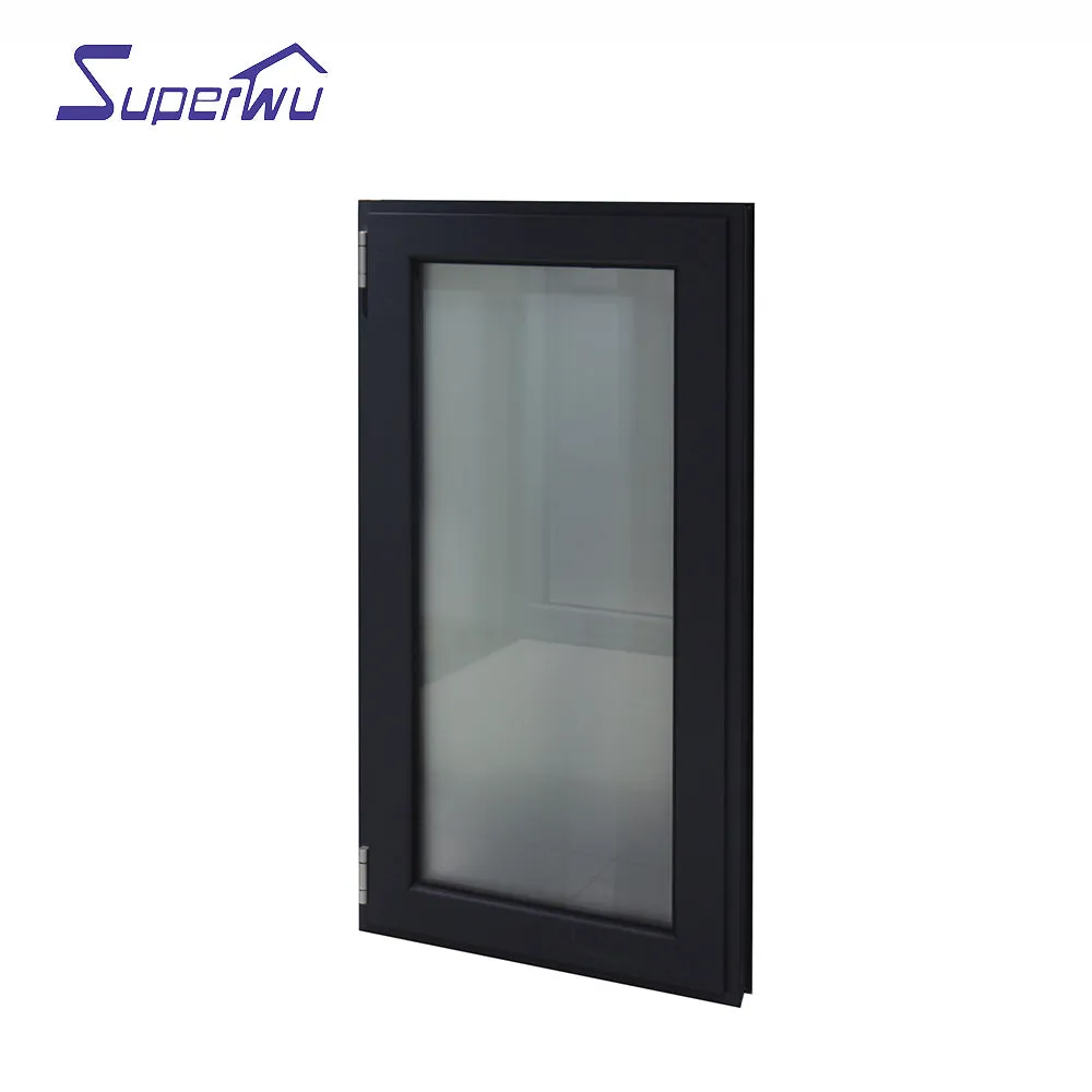 Superwu Black color swing windows made in China powder french window aluminum frames best price frosted glazed windows