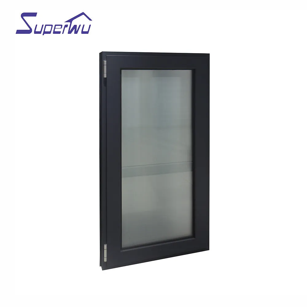 Superwu Black color swing windows made in China powder french window aluminum frames best price frosted glazed windows