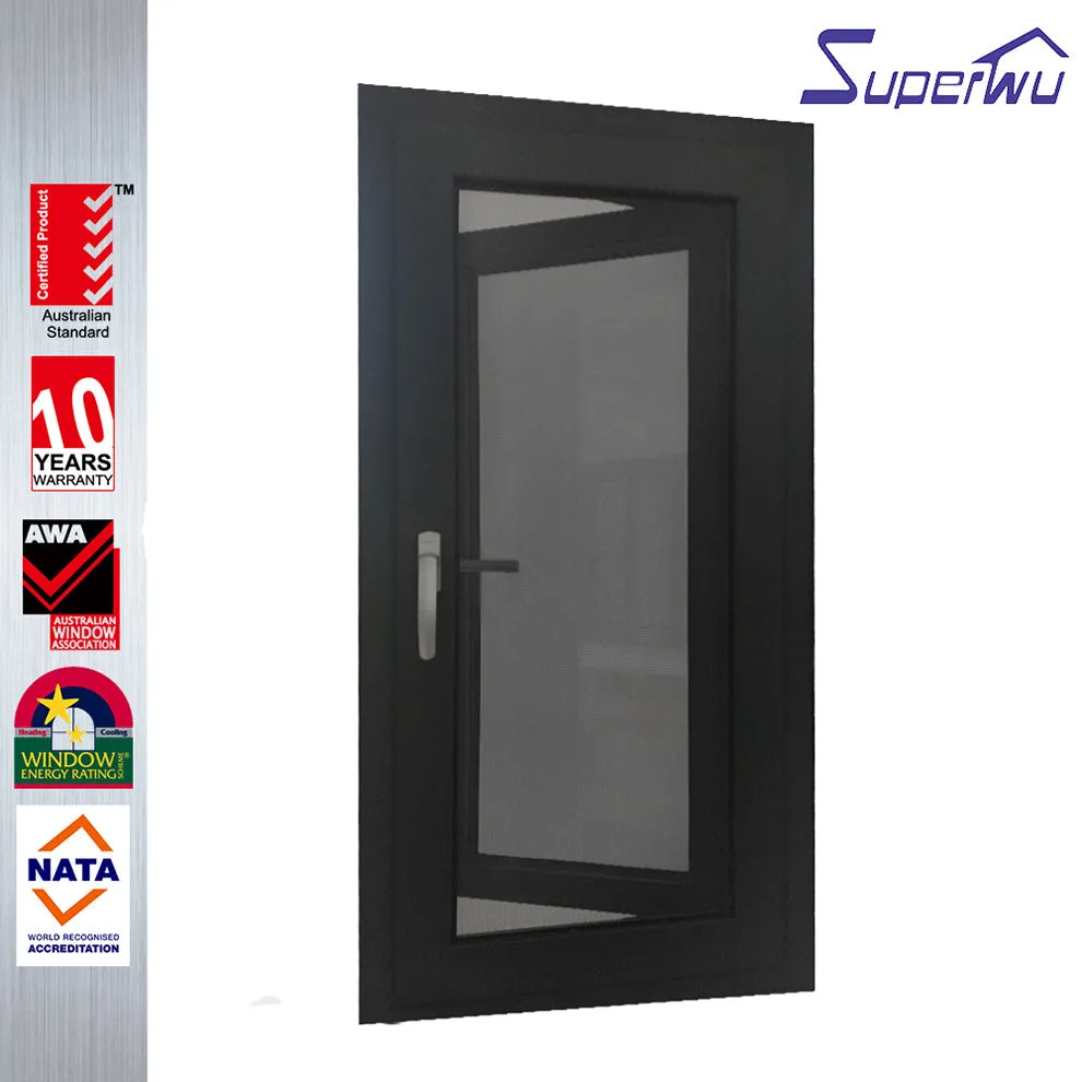 Superwu Factory Direct Sales toughened glass window multi panes powder coating aluminum frames traditional casement window