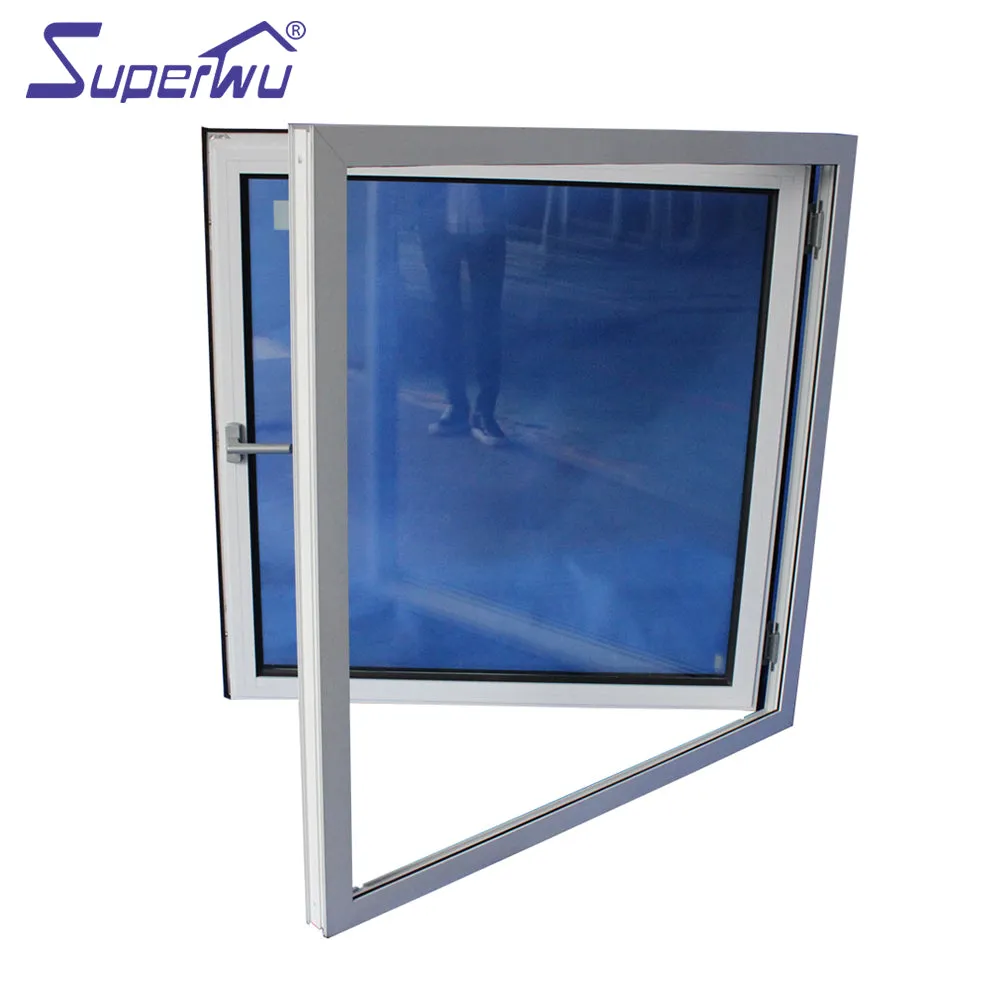 Superwu French style hurricane impact proof aluminum casement window double glass casement windows for balcony