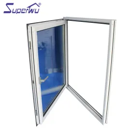 Superwu French style hurricane impact proof aluminum casement window double glass casement windows for balcony