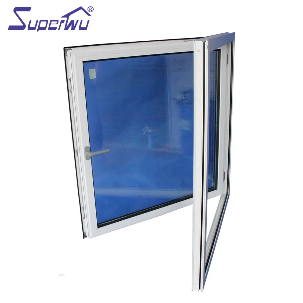 Superwu French style hurricane impact proof aluminum casement window double glass casement windows for balcony