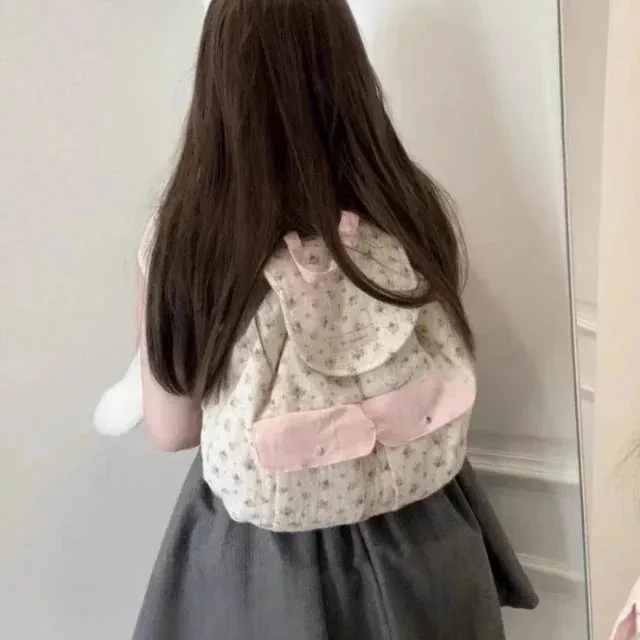 TAVIMART  -  Women Fashion New Casual Backpack Girls Sweet Kawaii Flower Schoolbags Y2k Aesthetic Chic All Match Backpacks for Students