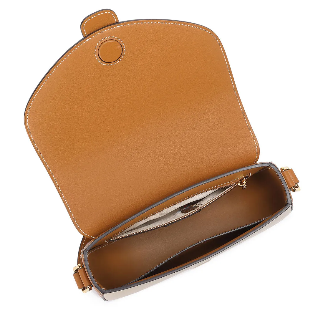 TIANQINGJI Handmade SWIFT Leather Crossbody Flap Saddle Bag