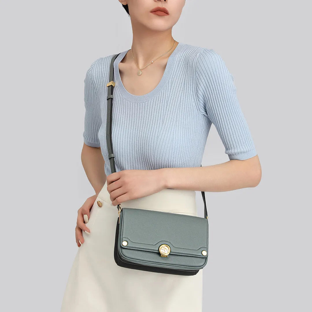 TIANQINGJI Handmade SWIFT Leather Crossbody Gemini Saddle Bag