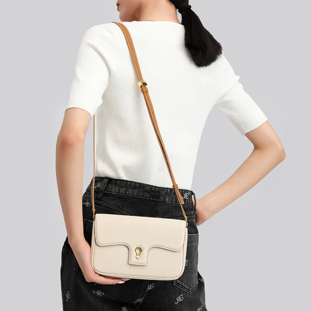 TIANQINGJI Handmade SWIFT Leather Crossbody Gemini Saddle Bag