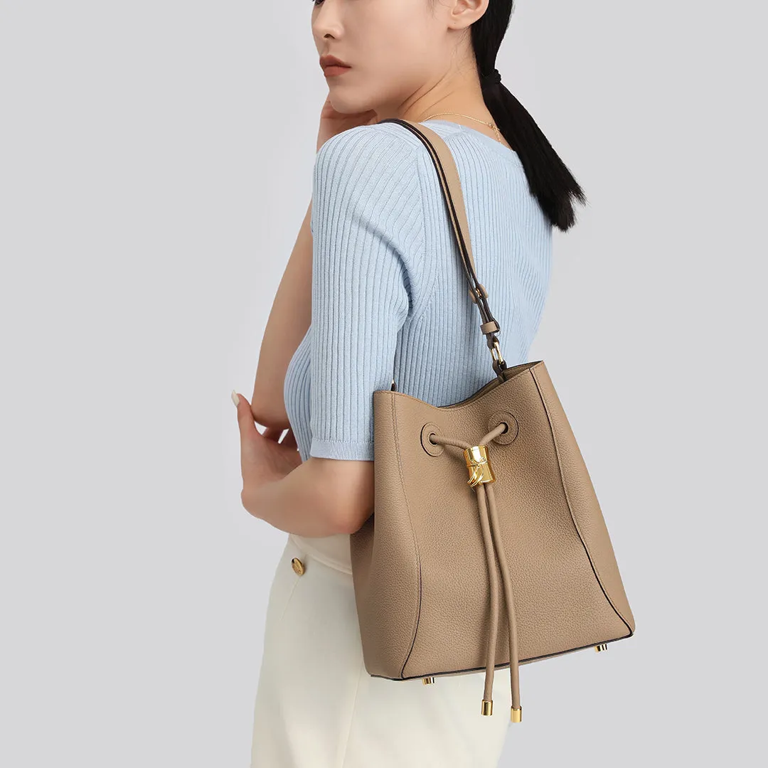 TIANQINGJI Handmade TOGO Leather Shoulder Bucket Bag