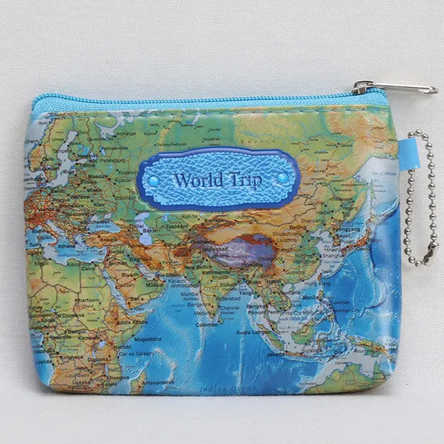 Westcreek Brand 3D Skull World Map Series Zipper Coin Purse Small Wallets Mini Change Purse Wholesale Animal Purses