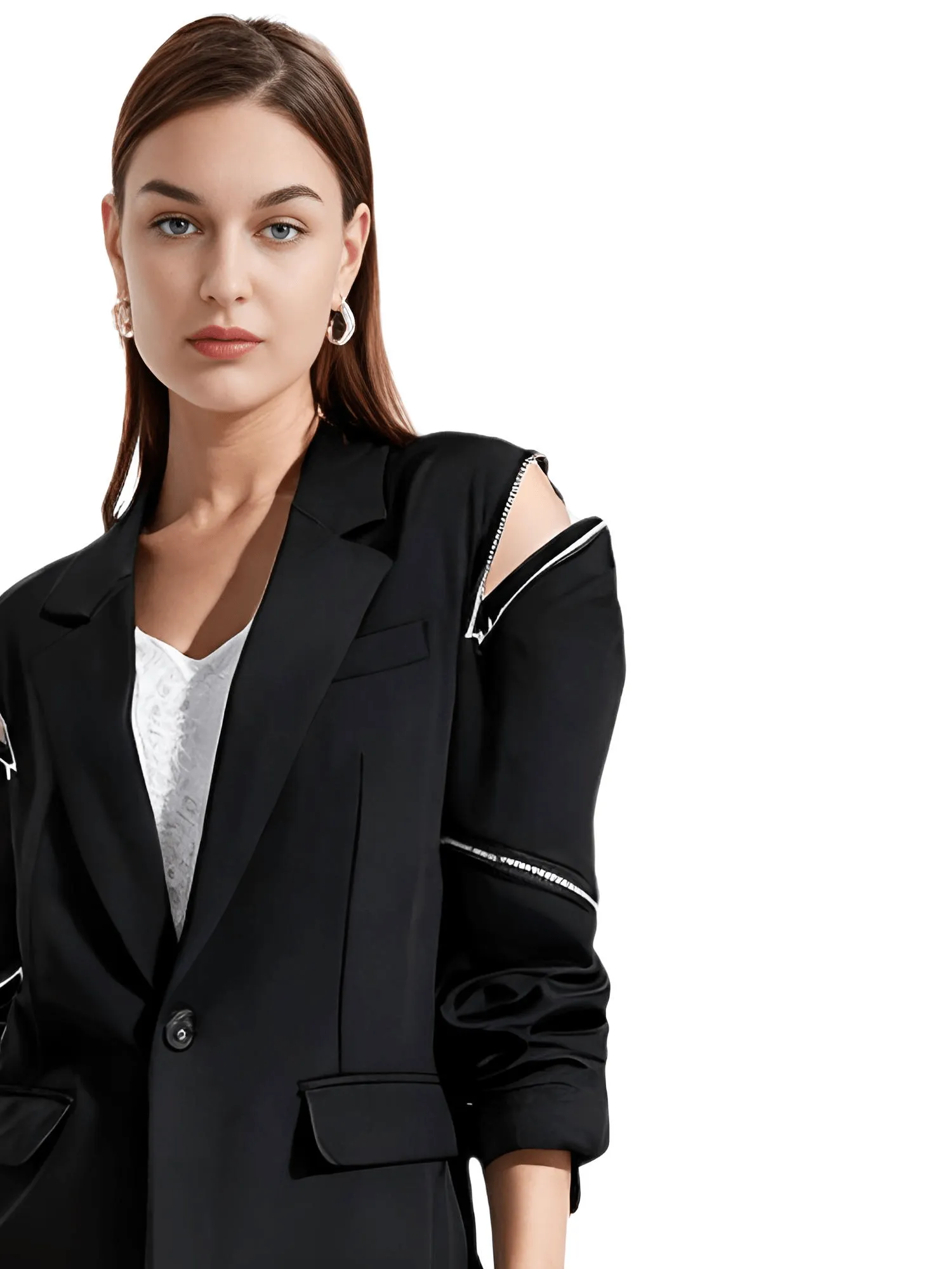 Women's Black Zipper Blazer