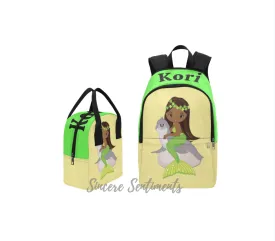 Yellow Mermaid Backpack and Lunch Bag Set