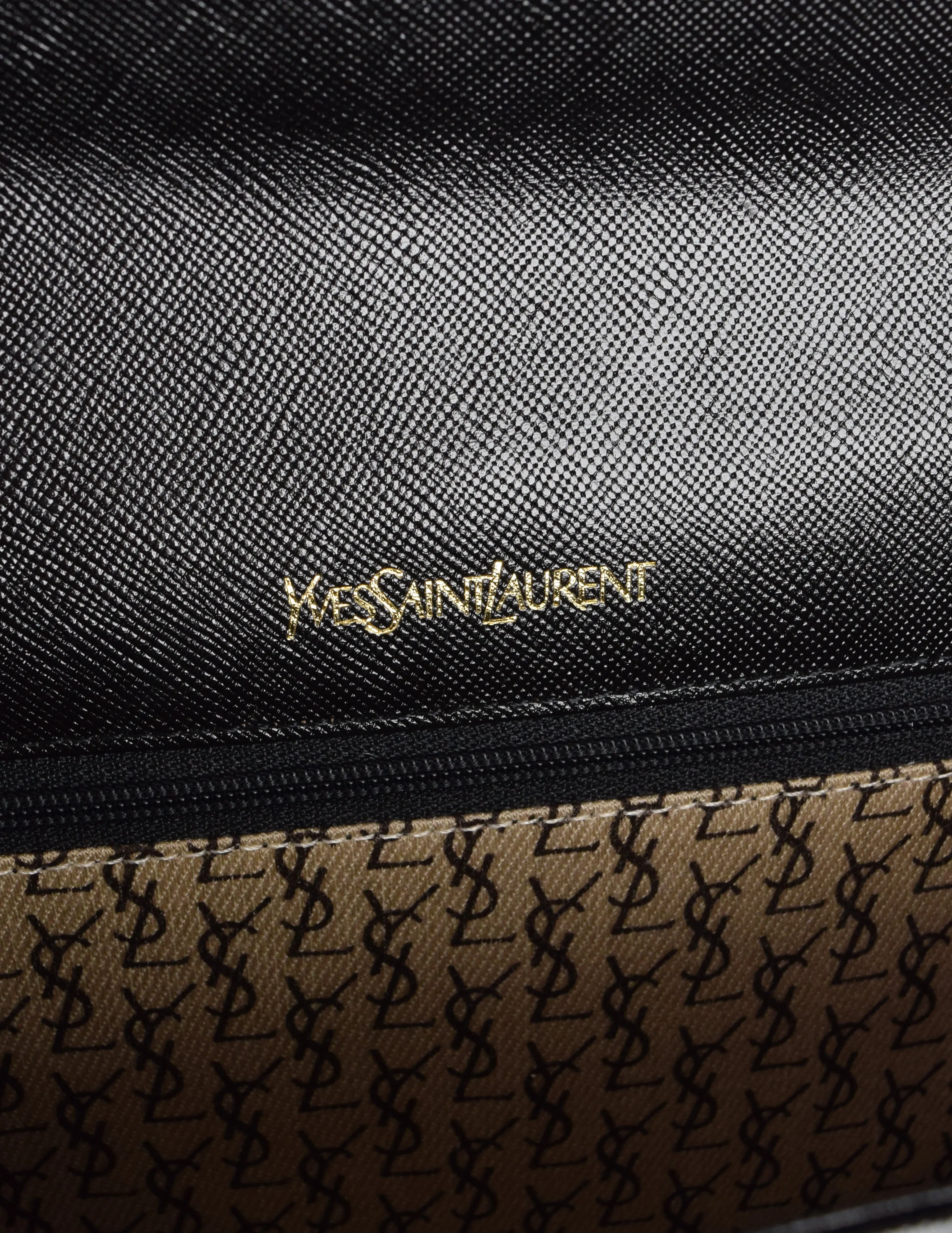 Yves Saint Laurent Vintage Black Saffiano Leather Tab Clutch Bag