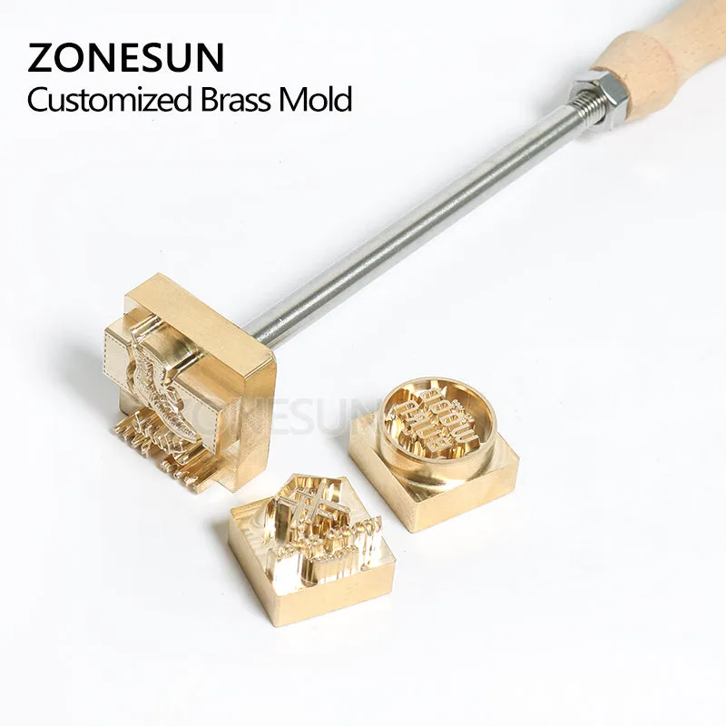 ZONESUN 8mm Custom Logo Brass Stamp For Foil Stamping Leather Wood Bread Food