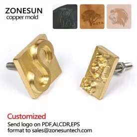 ZONESUN Customized Hot Foil Stamping Brass Mold Custom Logo Brand Leather Embossing Wood Burning Tool