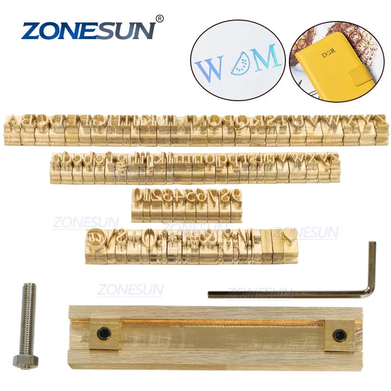 ZONESUN T-slot Brass Letters Stamp For Foil Stamping Leather Wood Plastic Custom Initials